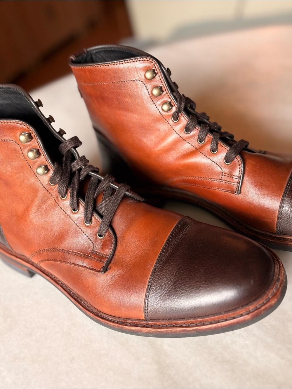 Allen Edmonds Brown Leather Cap Toe Ankle Boots Dainite Sole 11.5 Excellent - Picture 4 of 8